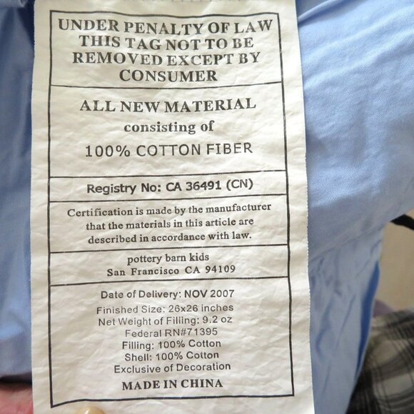 Vintage Pottery Barn Kids Quilted Shams 2 Stripe Flower Pastel 26"x 26" Cotton - Picture 10 of 10